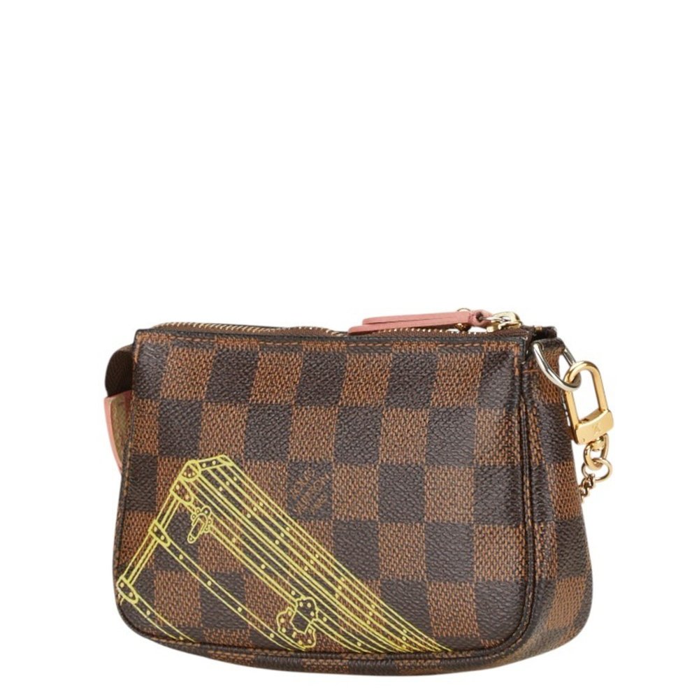 LOUIS VUITTON Authentic Brown Damier Leather Pochette Pouch - Picture 2 of 14